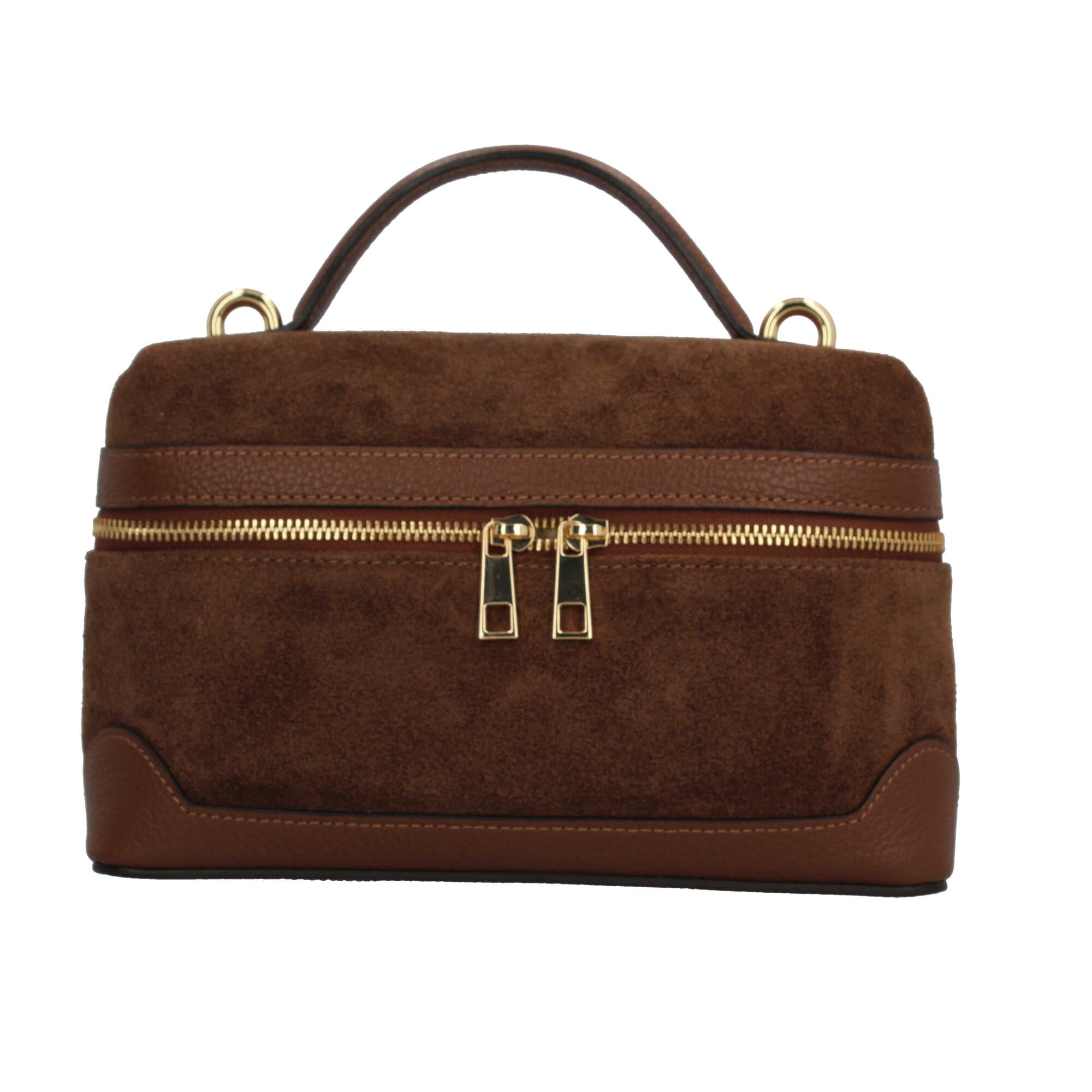 Borsa a mano in vera pelle scamosciata Made in Italy Marrone TU | Giò Fashion