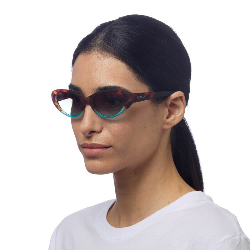 OKKIA Lina Occhiali da Sole Donna Small Cat Eye con Lenti Sfumate e Protezione UV400