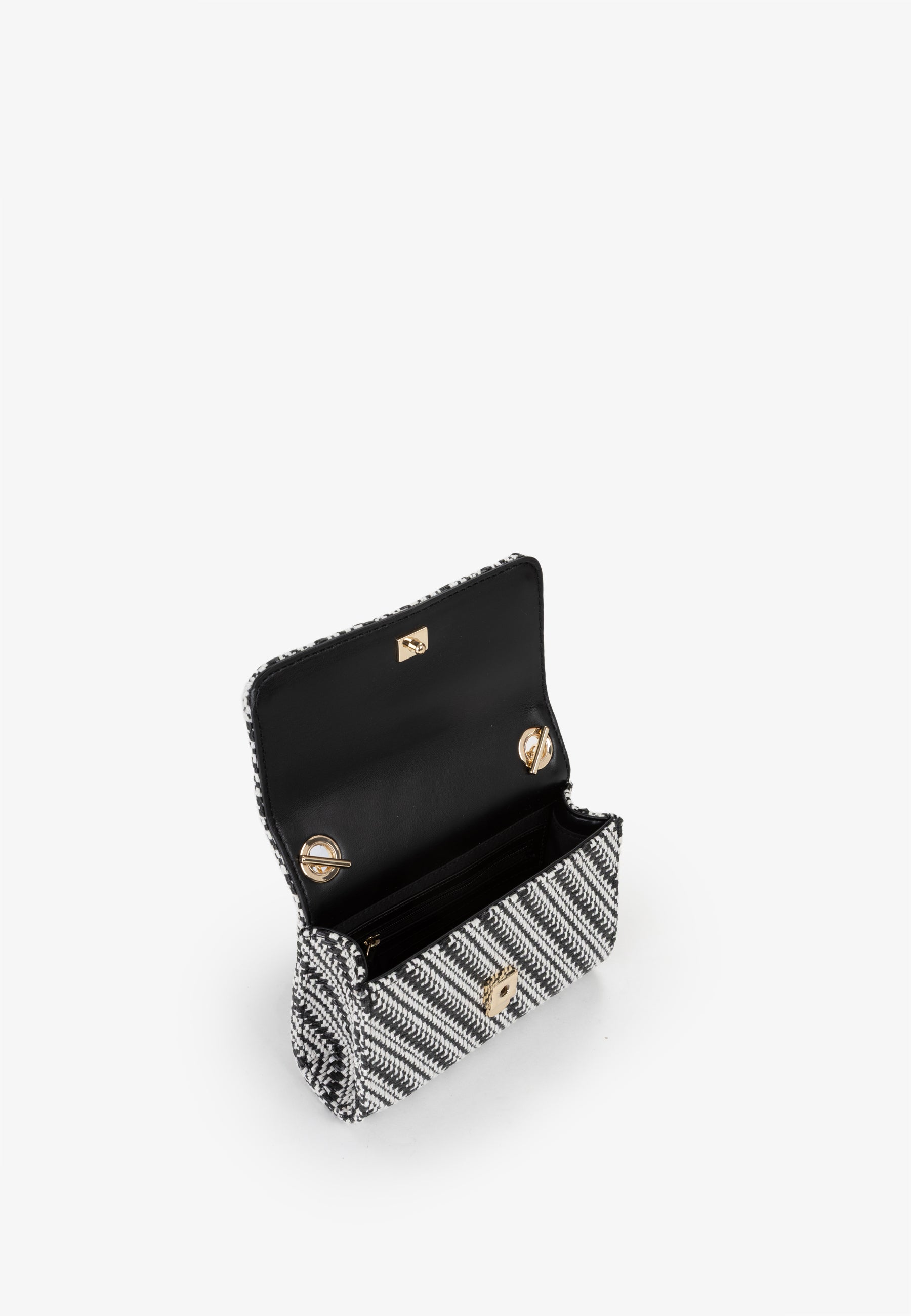 Mini bag donna Mario Valentino in tessuto intrecciato con tracolla a catena NERO/MULTICOLOR TU | Giò Fashion