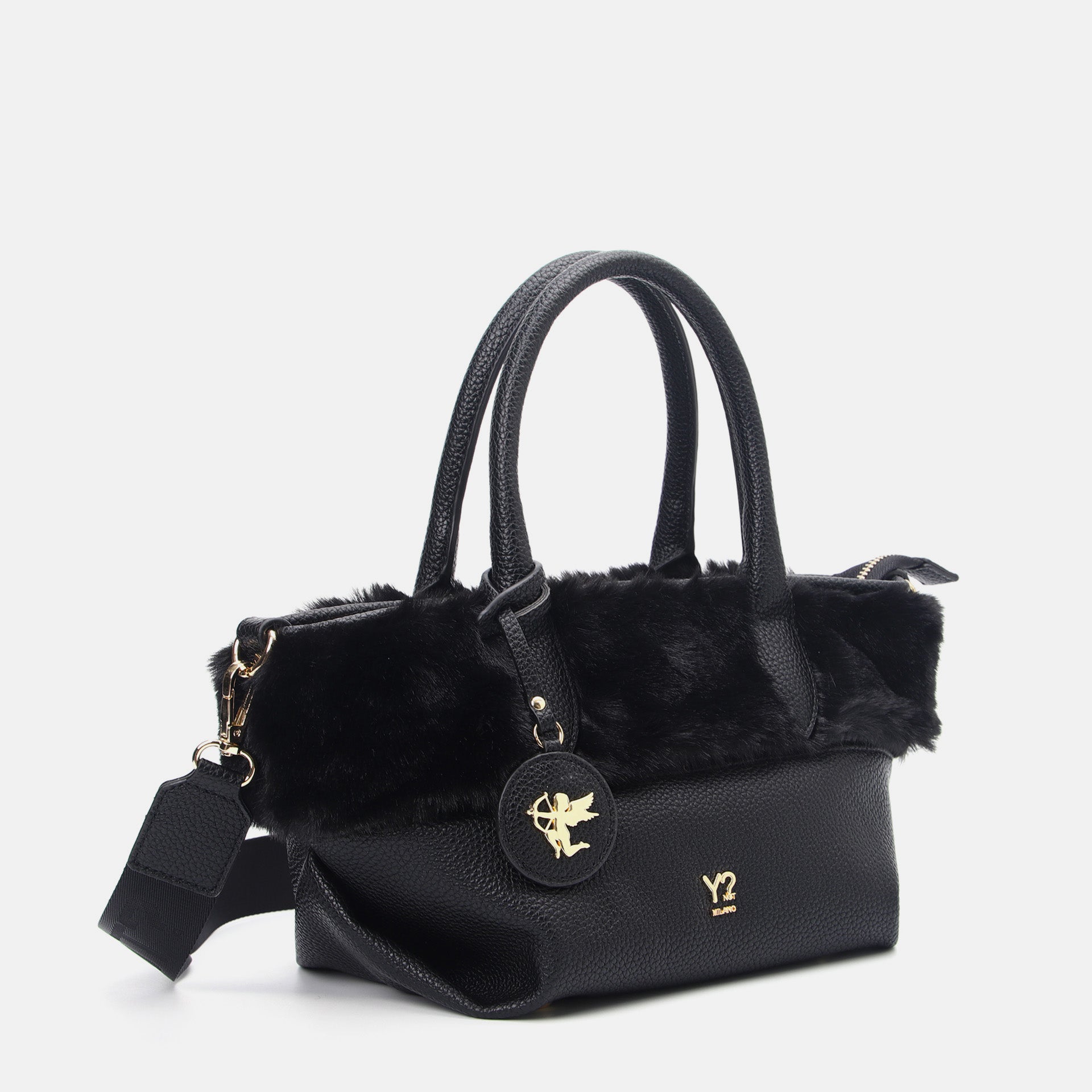Ynot? Start Borsa Tote Donna con Dettaglio in Eco Pelliccia