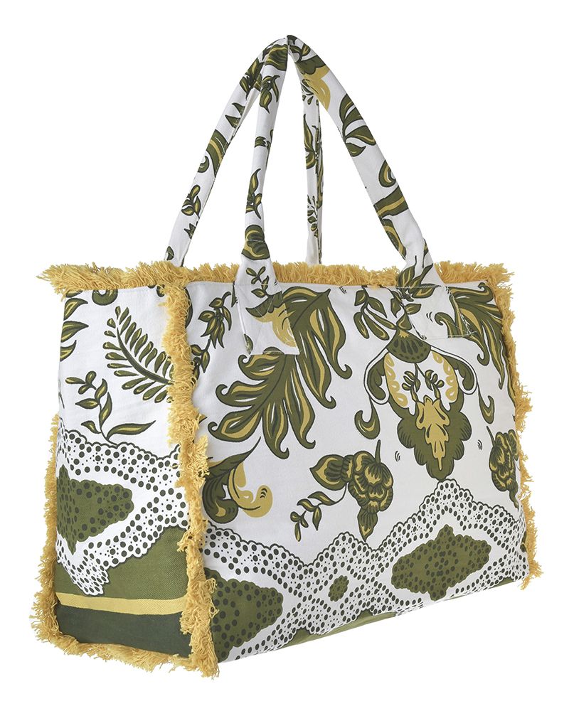 Ble Resort Collection Borsa in Tessuto Verde e Bianco