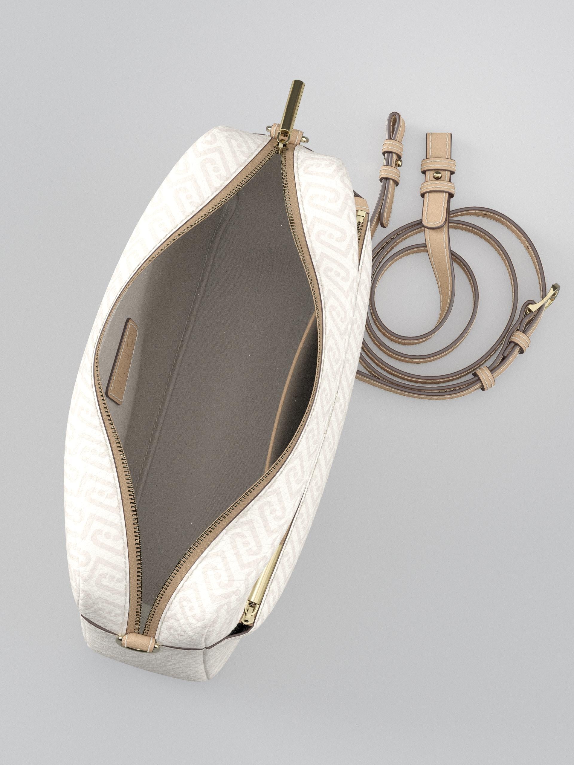 Borsa a tracolla Liu Jo elegante con logo all over e zip frontale Beige TU | Giò Fashion