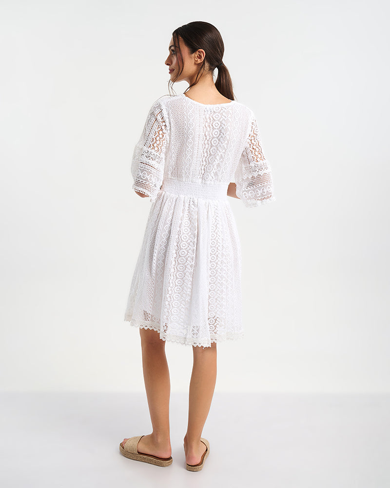 Ble Resort Collection Abito Ricamato a Maniche 3/4