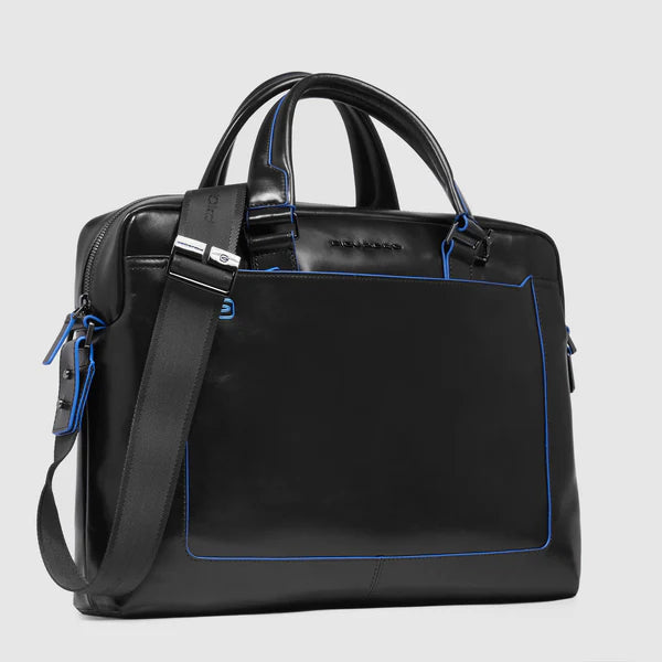 Cartella porta PC Piquadro in pelle con tasca frontale e tracolla sganciabile NERO TU | Giò Fashion