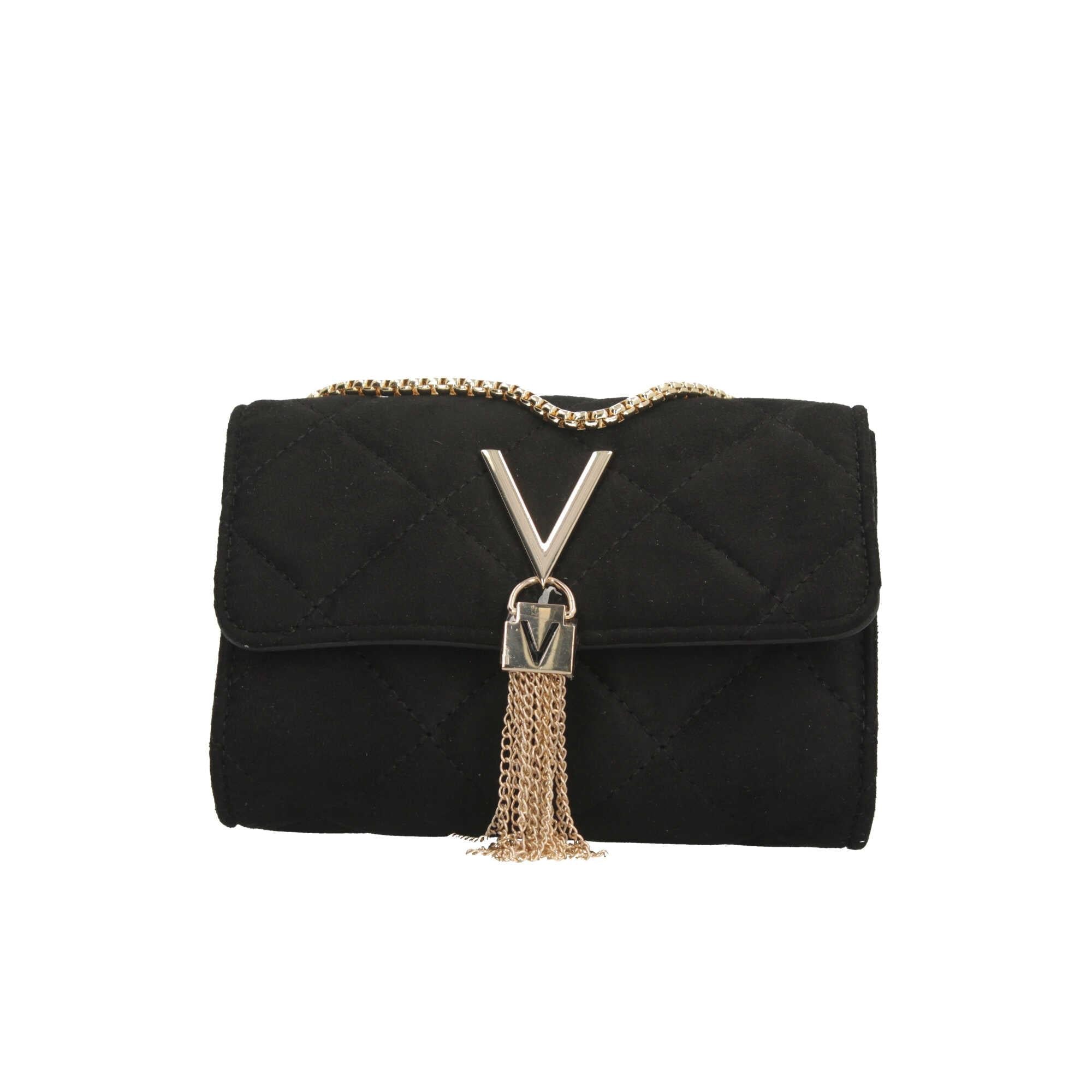 Borsa a tracolla Valentino trapuntata con chiusura a frangia metallica NERO TU | Giò Fashion