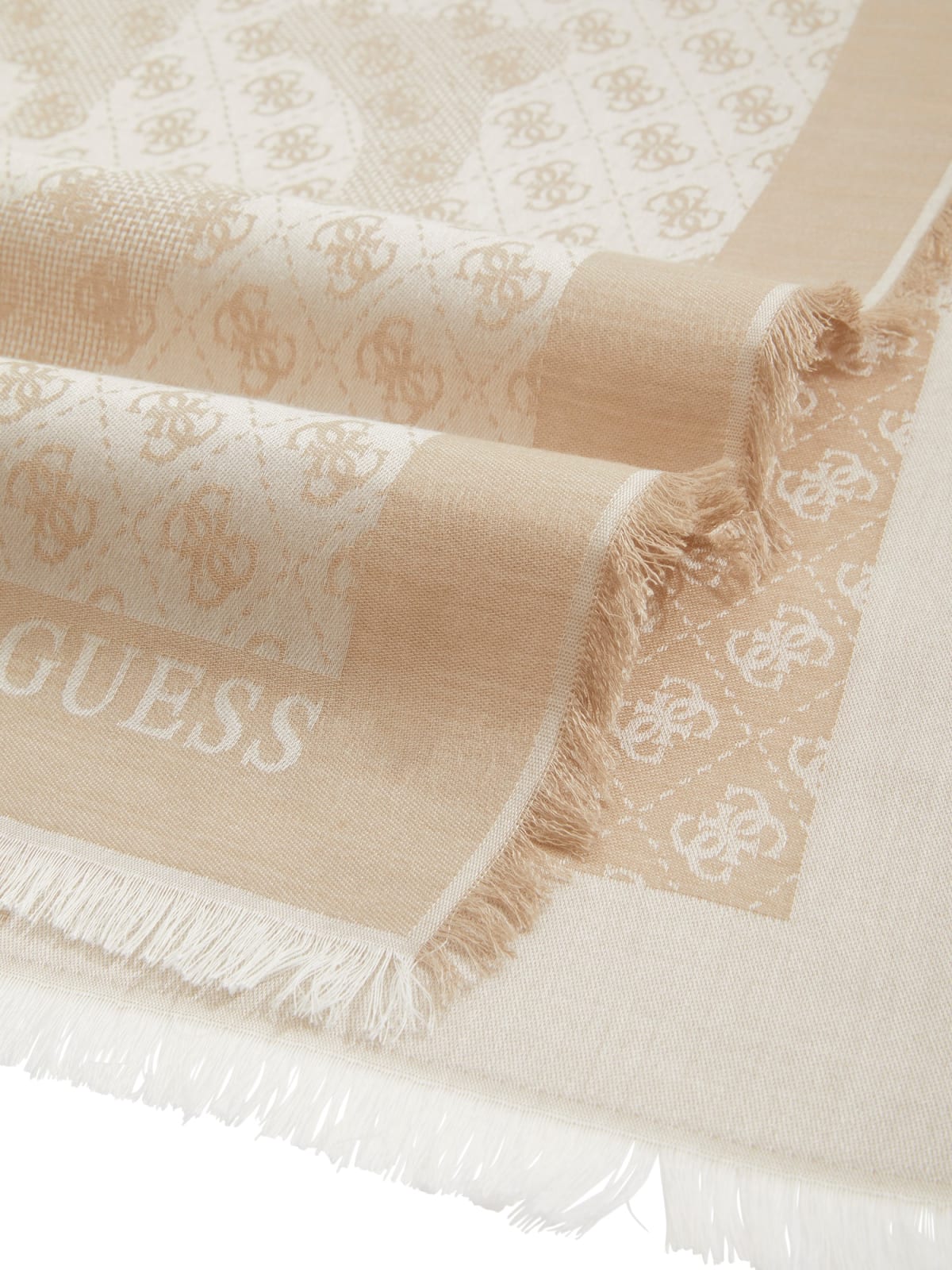 Sciarpa Guess donna logo all over con frange elegante BIANCA LOGO TU | Giò Fashion