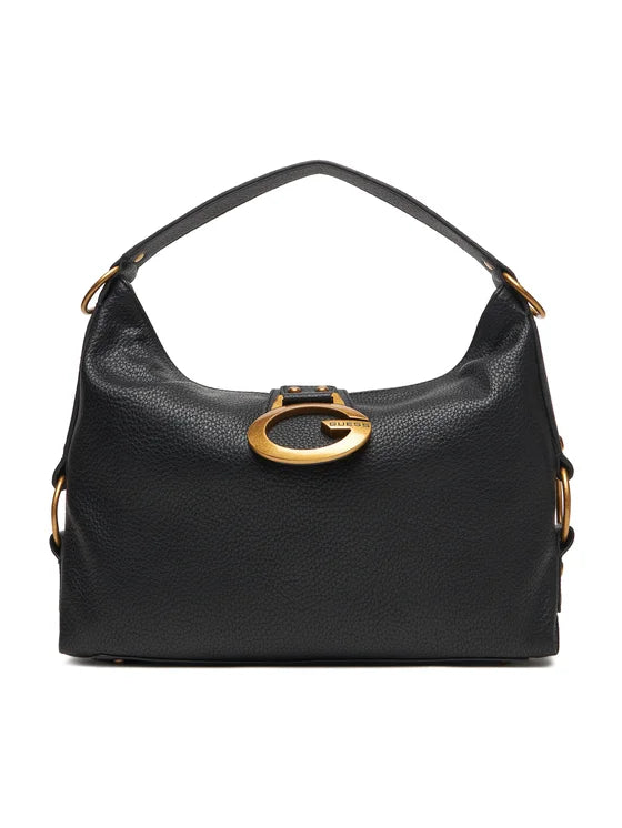 Borsa a spalla Guess in pelle sintetica con fibbia logo NERO TU | Giò Fashion