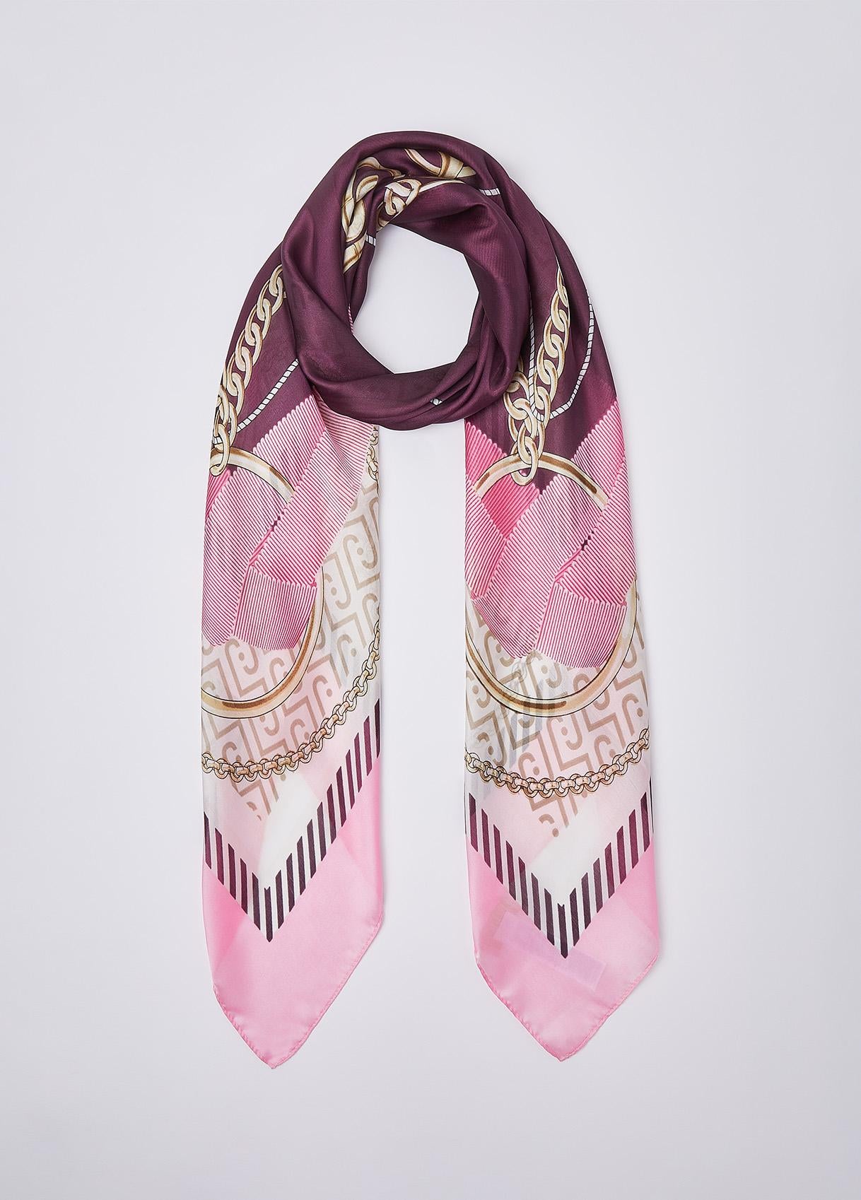 Foulard Liu Jo donna con stampa catene e logo Peaches TU | Giò Fashion
