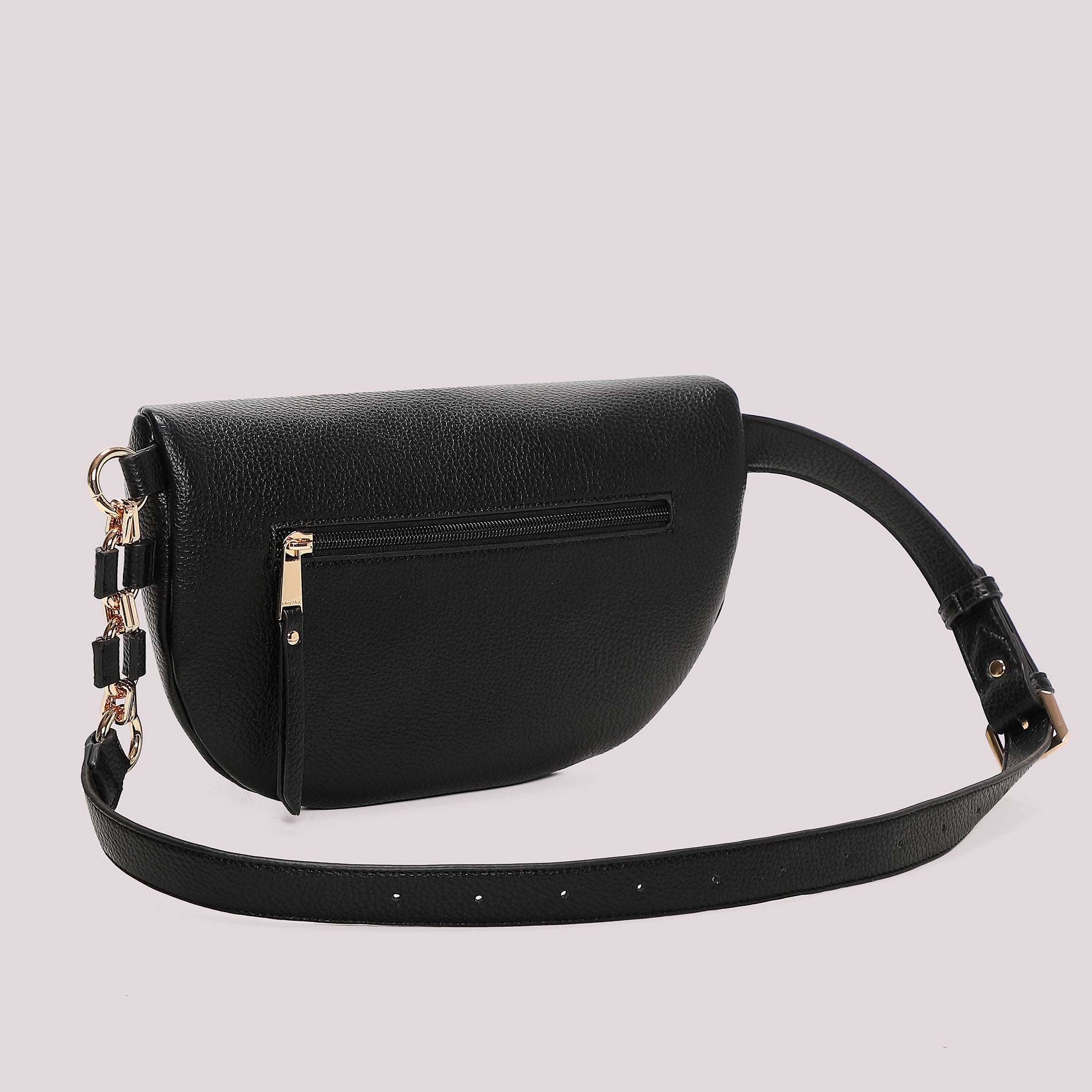 Marsupio donna Mimi Mua effetto pelle con zip e dettagli dorati Nero TU | Giò Fashion