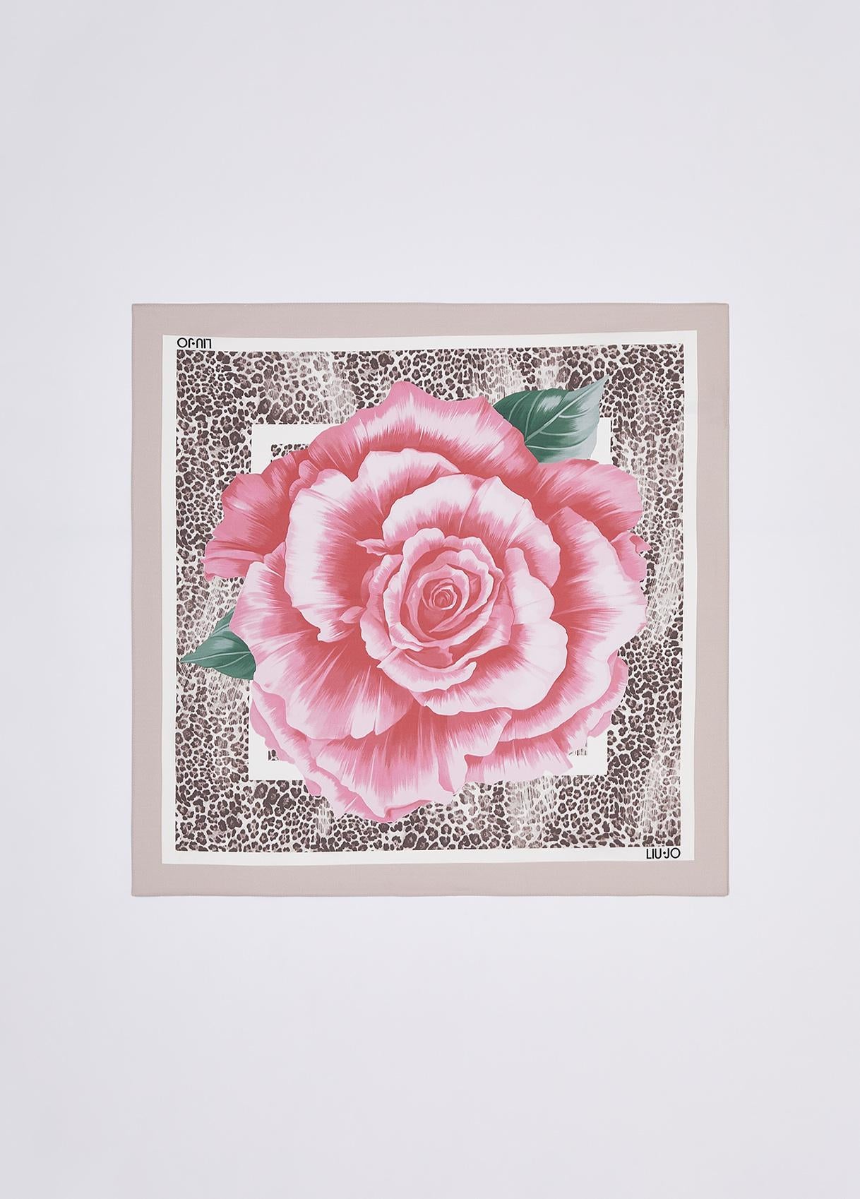 Foulard Liu Jo donna con stampa floreale e logo Rosa TU | Giò Fashion