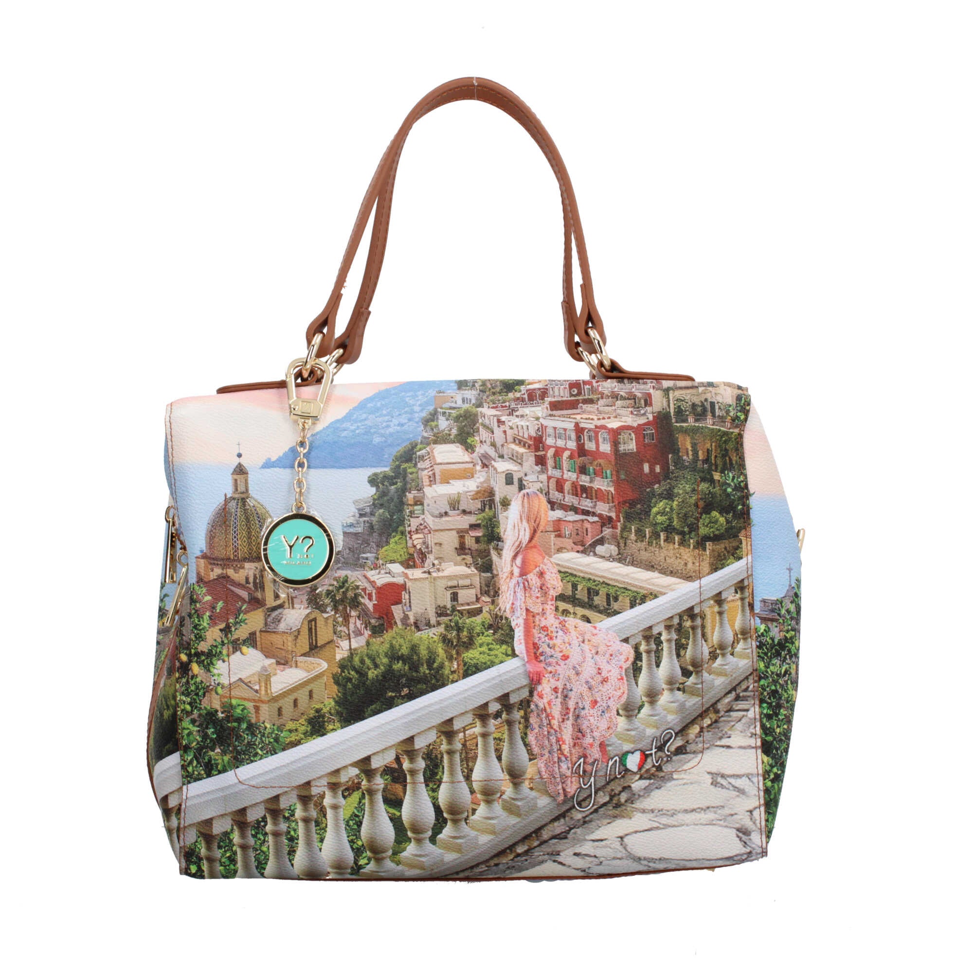 Borsa bauletto YNot con stampa artistica e tracolla regolabile