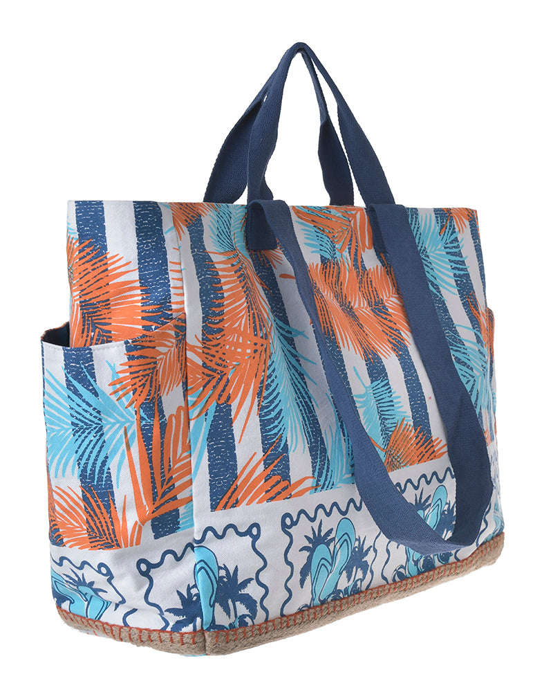 Ble Resort Collection Borsa Azzurro in Tessuto con Foglie