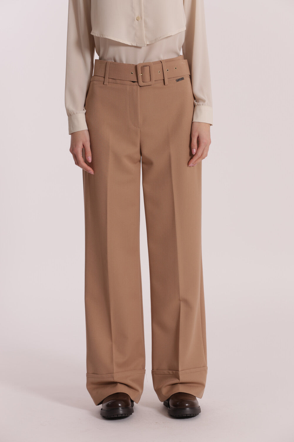 Pantalone elegante Mimi Mua donna con cintura Beige M | Giò Fashion