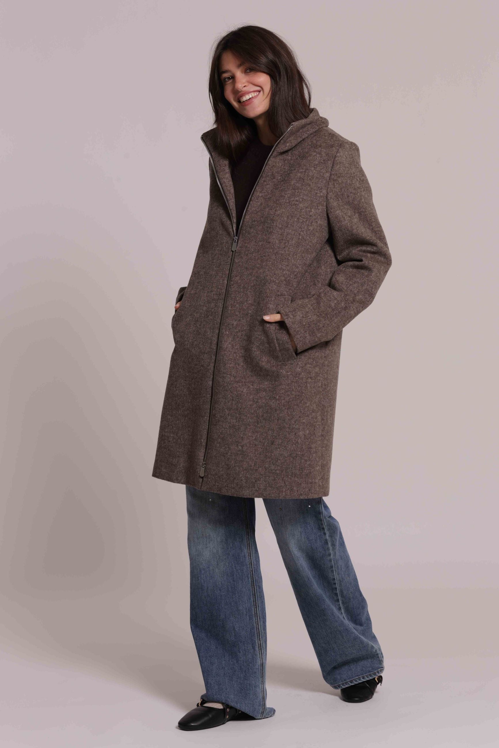 Cappotto Donna 2 in 1 in Lana con Piumino Staccabile e Cappuccio Mimi Mua