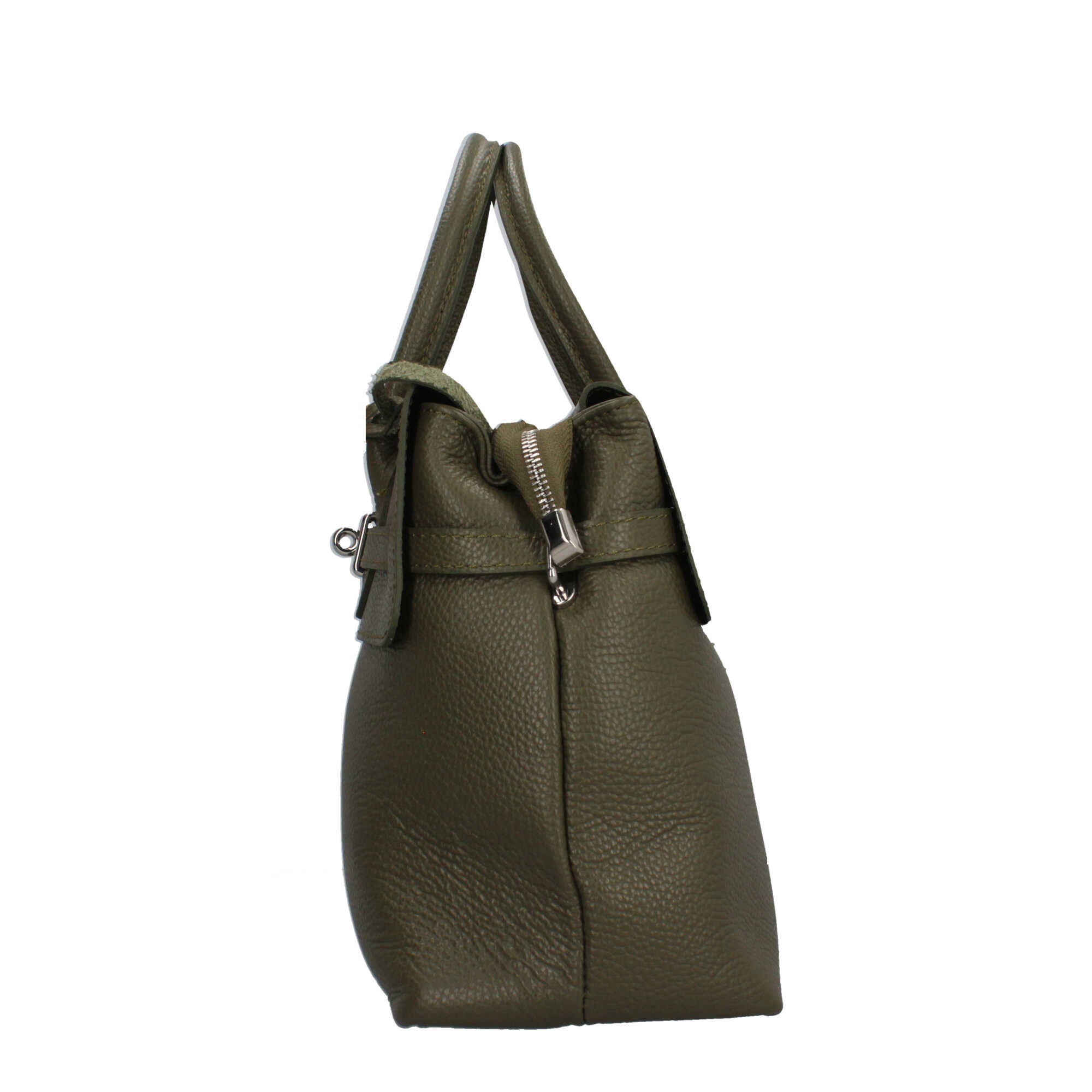 Borsa Made in Italy con manici rigidi e chiusura con dettaglio metallico VERDE TU | Giò Fashion