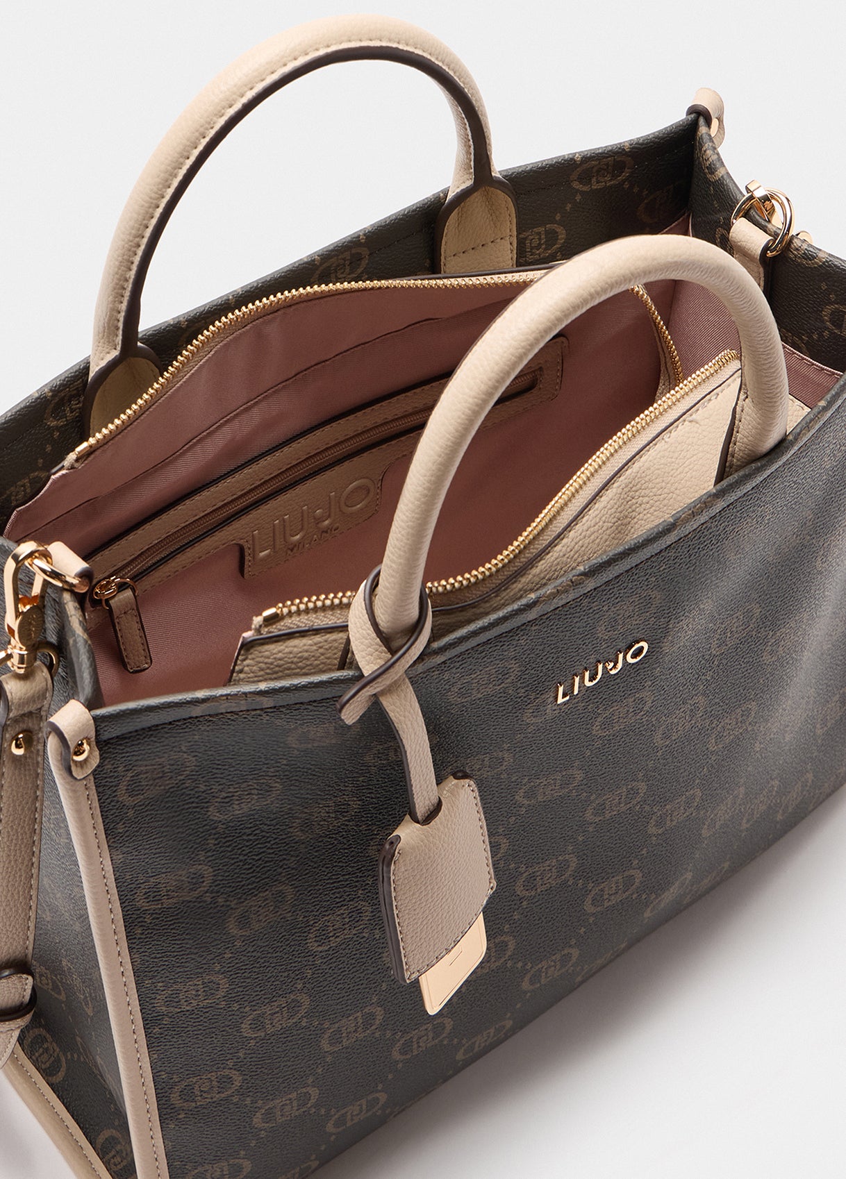 Borsa Liu Jo a mano con tracolla e logo all over