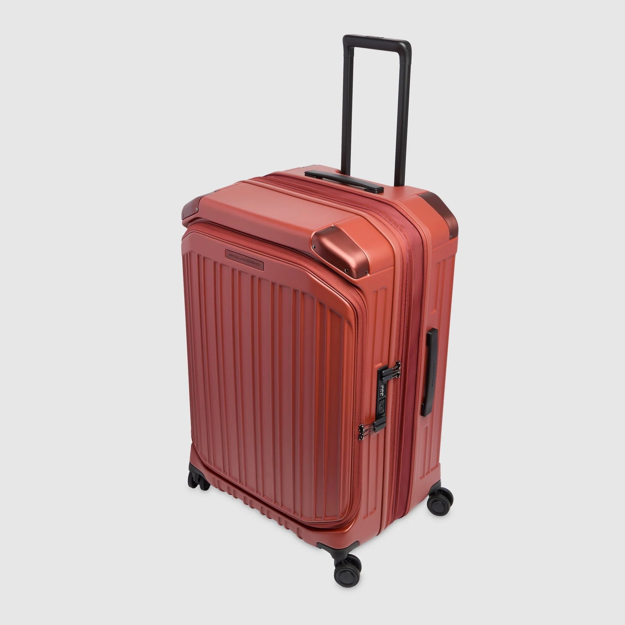 Piquadro Trolley Medio Rigido PQ-Light Verde Opaco Espandibile con 4 Ruote