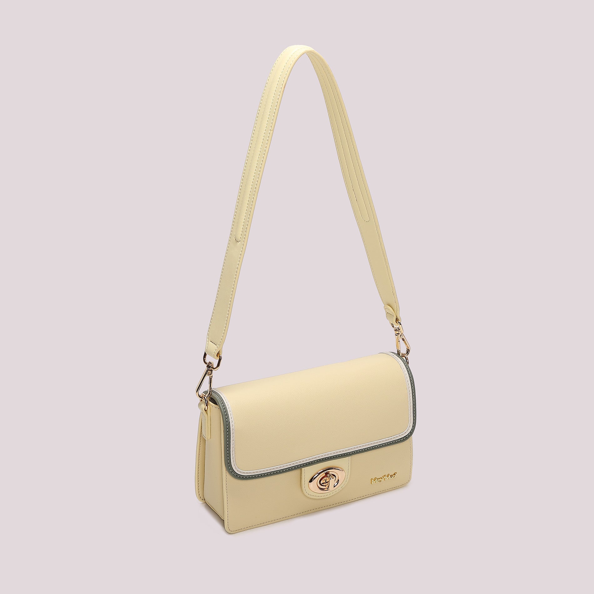 Mimi Mua borsa a tracolla con patta e chiusura girevole GIALLO CHIARO TU | Giò Fashion