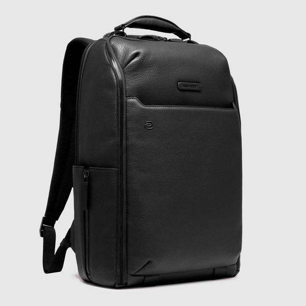 Zaino Piquadro in Pelle Porta PC 15,6 con Impronta Digitale e Comparto Viaggio NERO TU | Giò Fashion