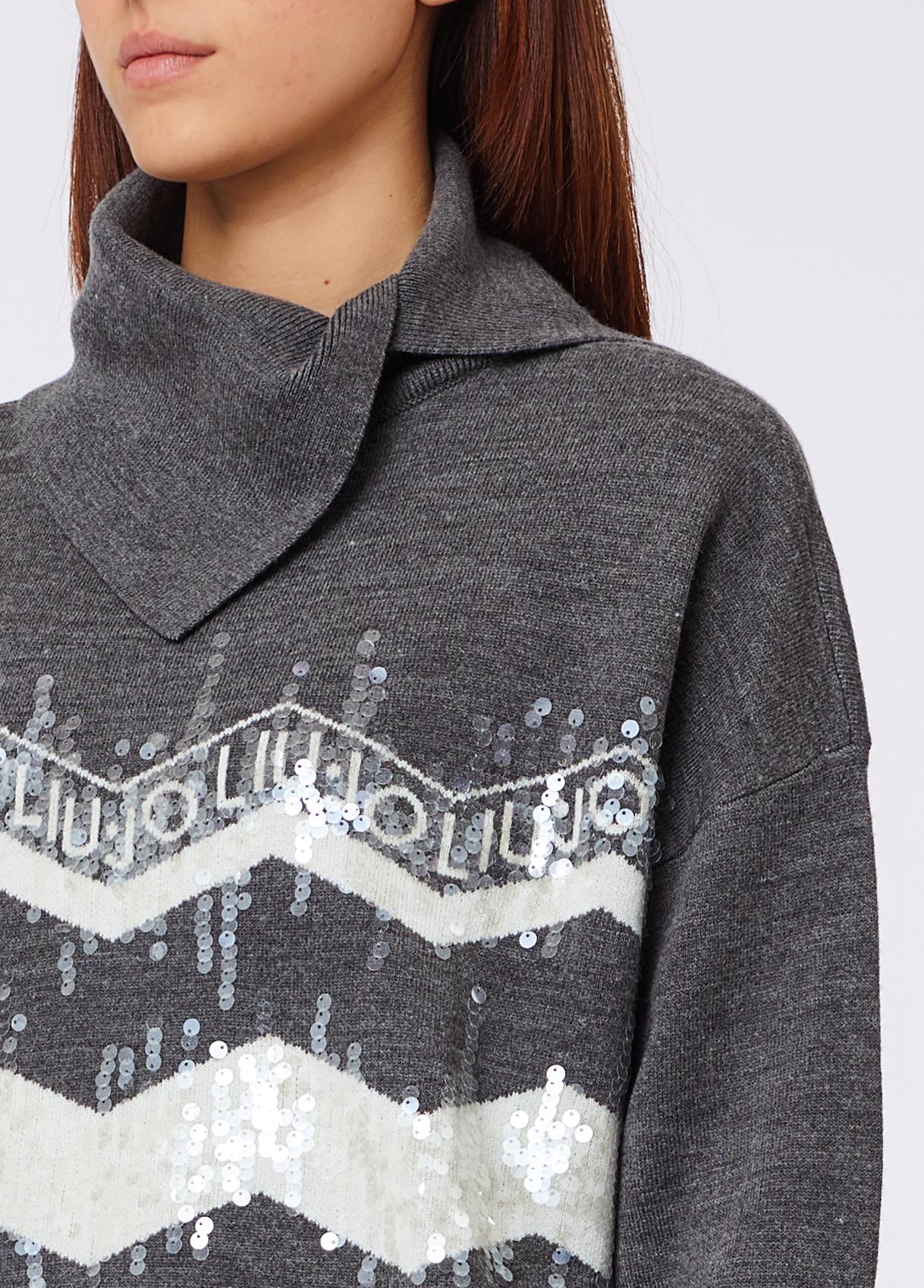 Liu Jo Maglia Donna Jacquard in Misto Lana con Paillettes