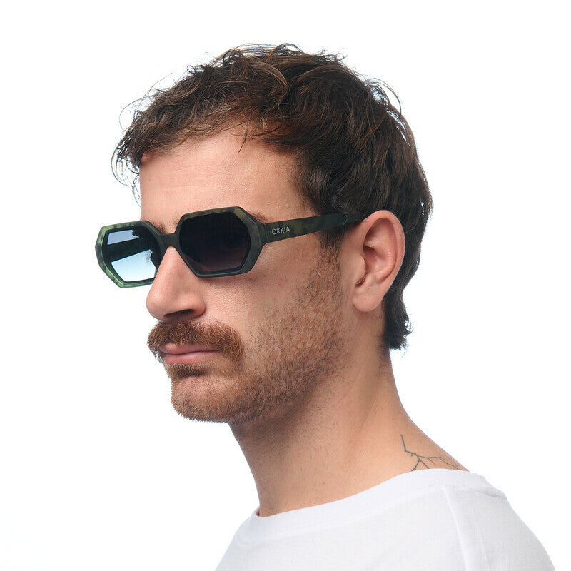 OKKIA Andrea Occhiali da Sole Unisex Esagonali con Lenti Sfumate e Protezione UV400