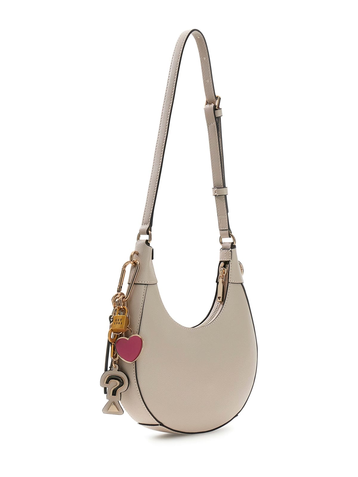 Borsa a spalla Guess donna design hobo con catene decorative e charm TAUPE TU | Giò Fashion