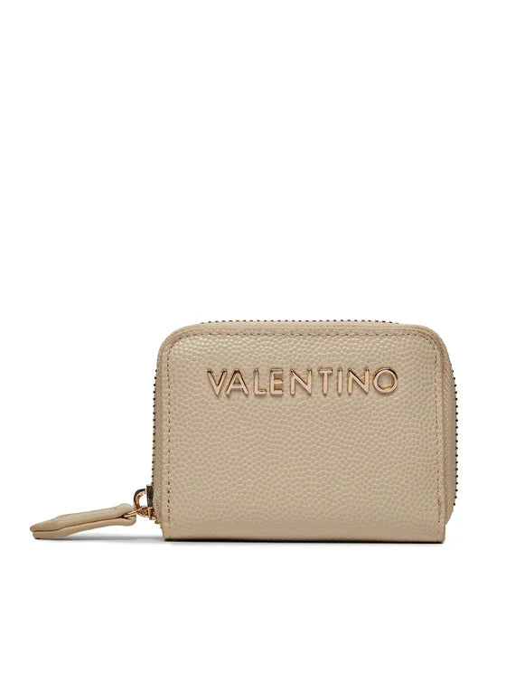 Valentino portamonete compatto con zip e logo frontale TAUPE TU | Giò Fashion