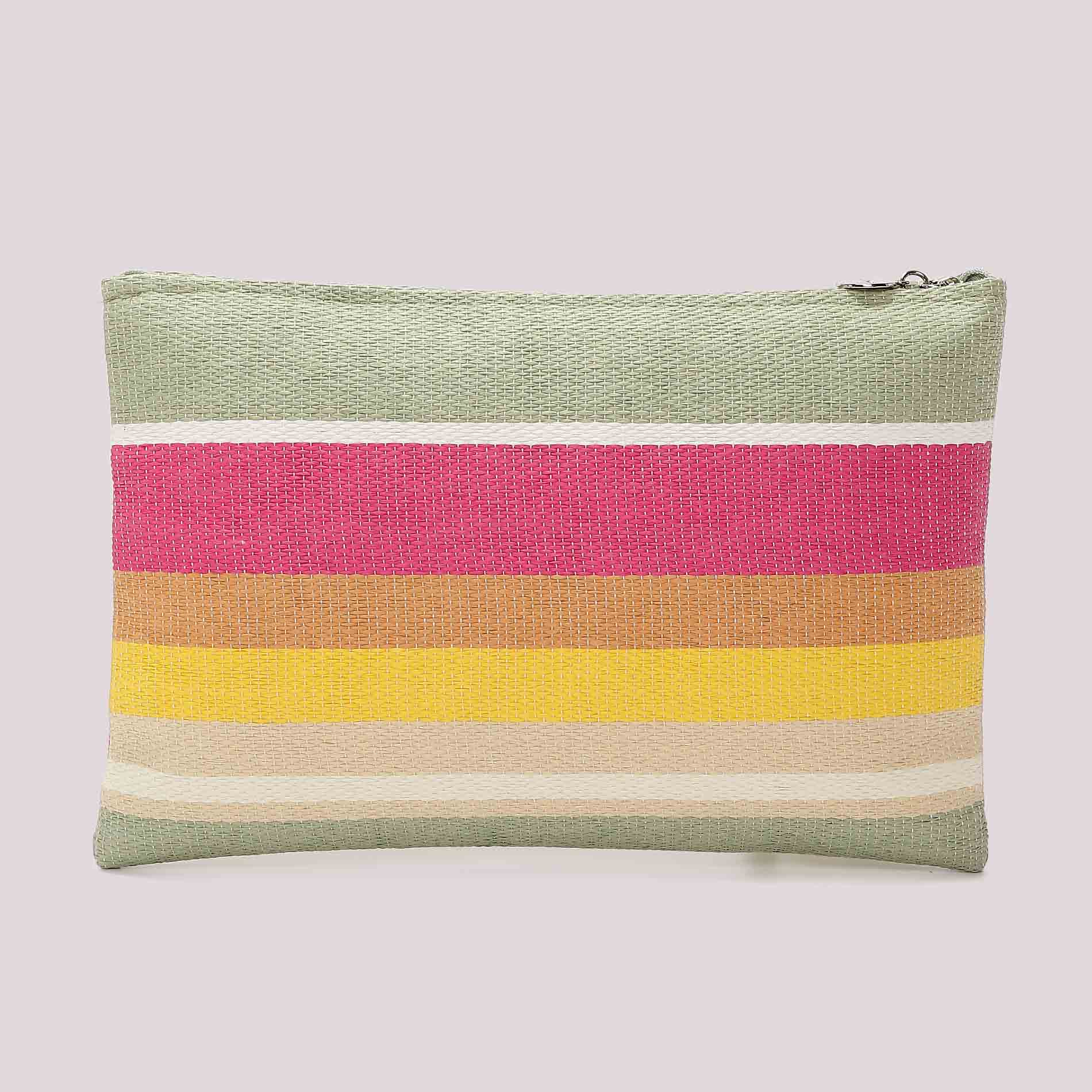Mimi Mua pochette mare a righe multicolor con logo frontale VERDE PASTELLO TU | Giò Fashion