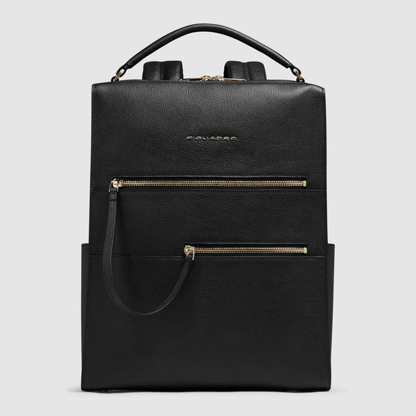 Zaino Piquadro elegante in pelle con doppia tasca frontale Nero TU | Giò Fashion