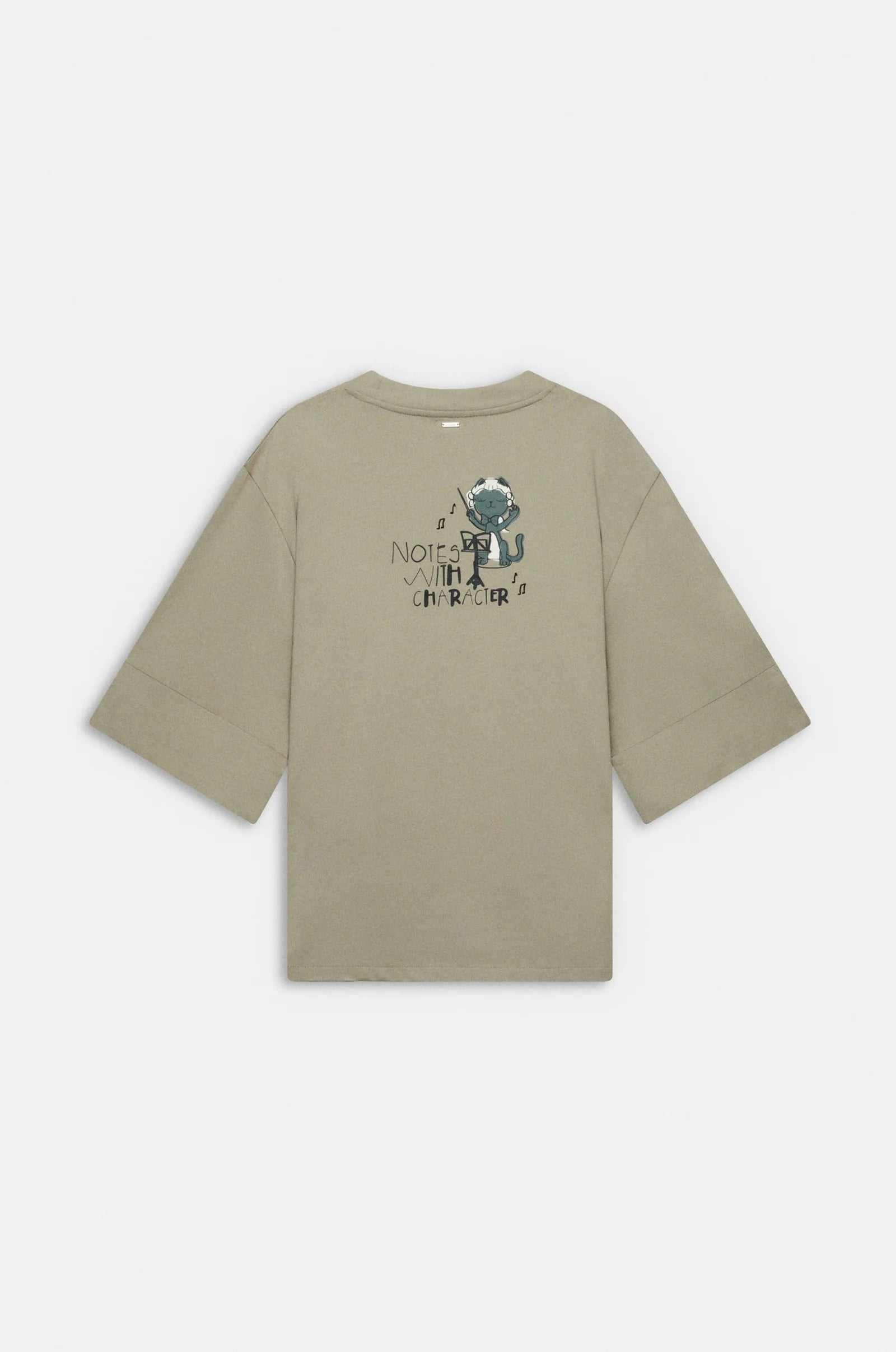 T-Shirt Donna Anekke in Cotone con Scollo a V e Stampa Artistica sul Retro