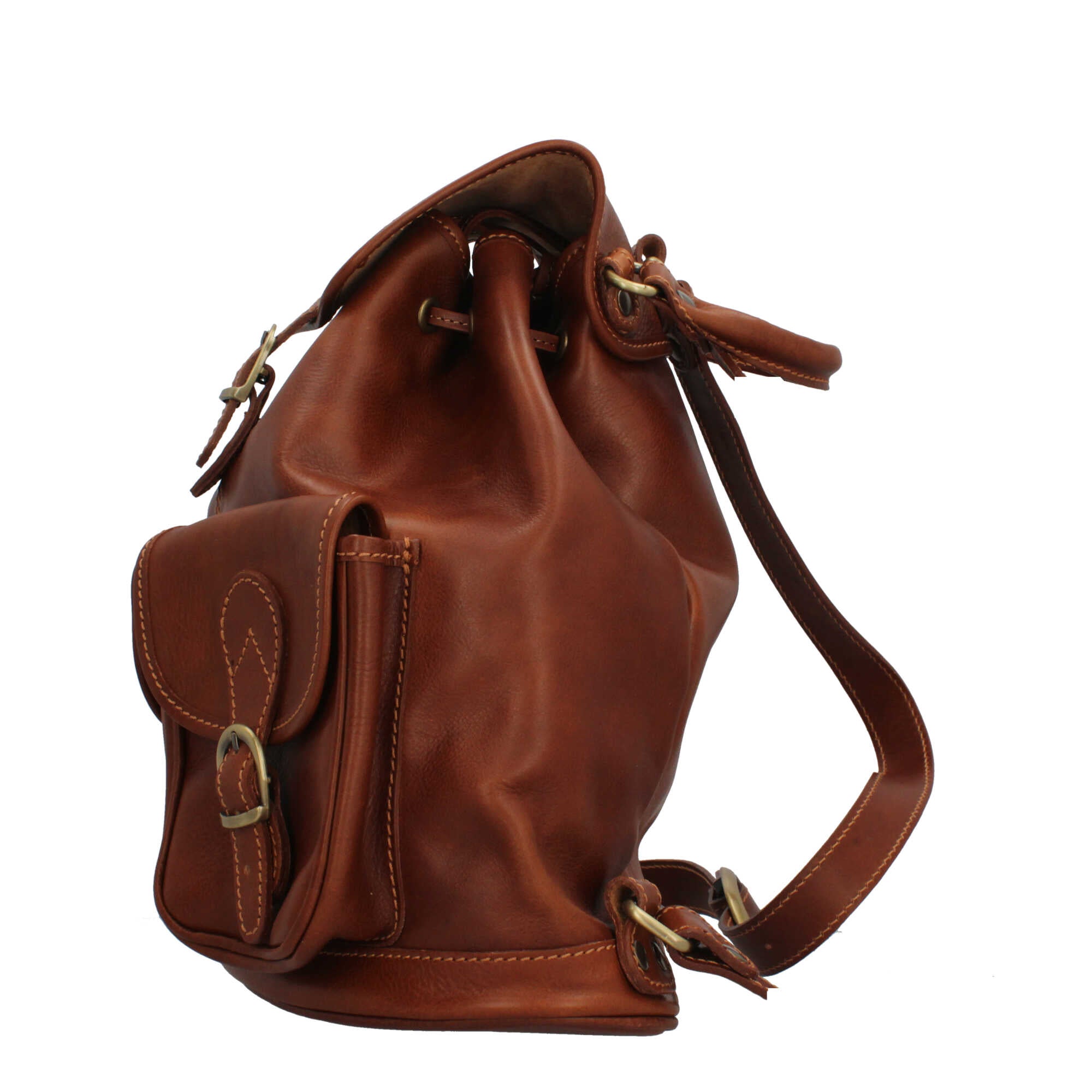 Zaino a sacchetto in vera pelle artigianale Il Giglio Made in Italy Marrone TU | Giò Fashion