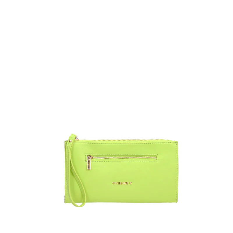 Portafoglio Vivienne D donna con zip e laccetto design pratico elegante Verde TU | Giò Fashion