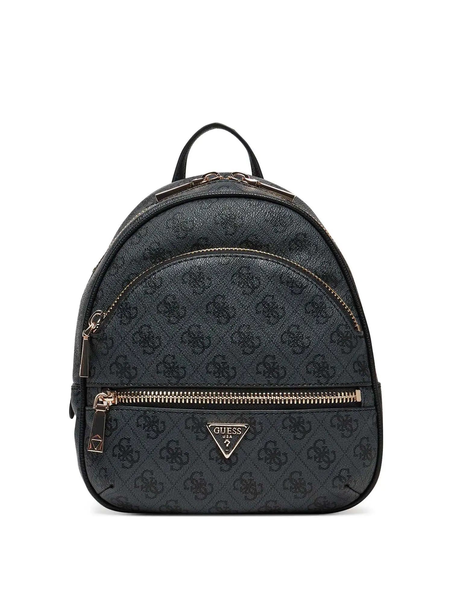 Zaino Guess elegante con logo all over e dettagli dorati NERO LOGO TU | Giò Fashion