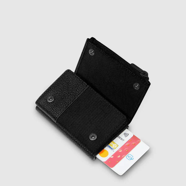 Portacarte Piquadro in pelle con zip e chiusura a pressione