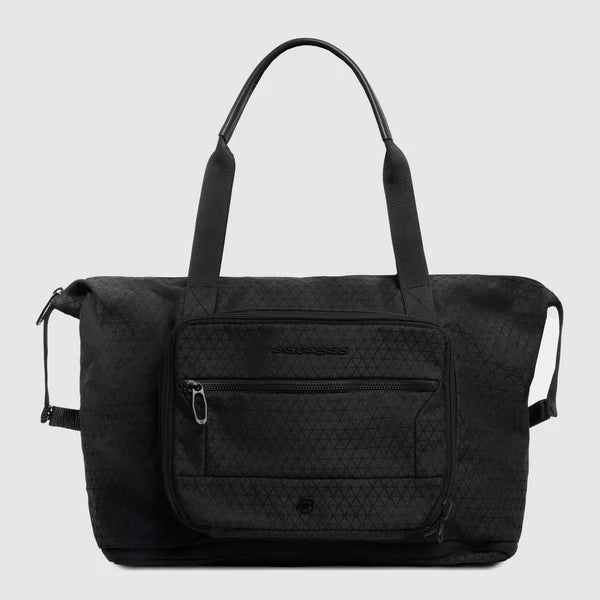 Borsa viaggio Piquadro in tessuto tecnico con tasca frontale Nero TU | Giò Fashion