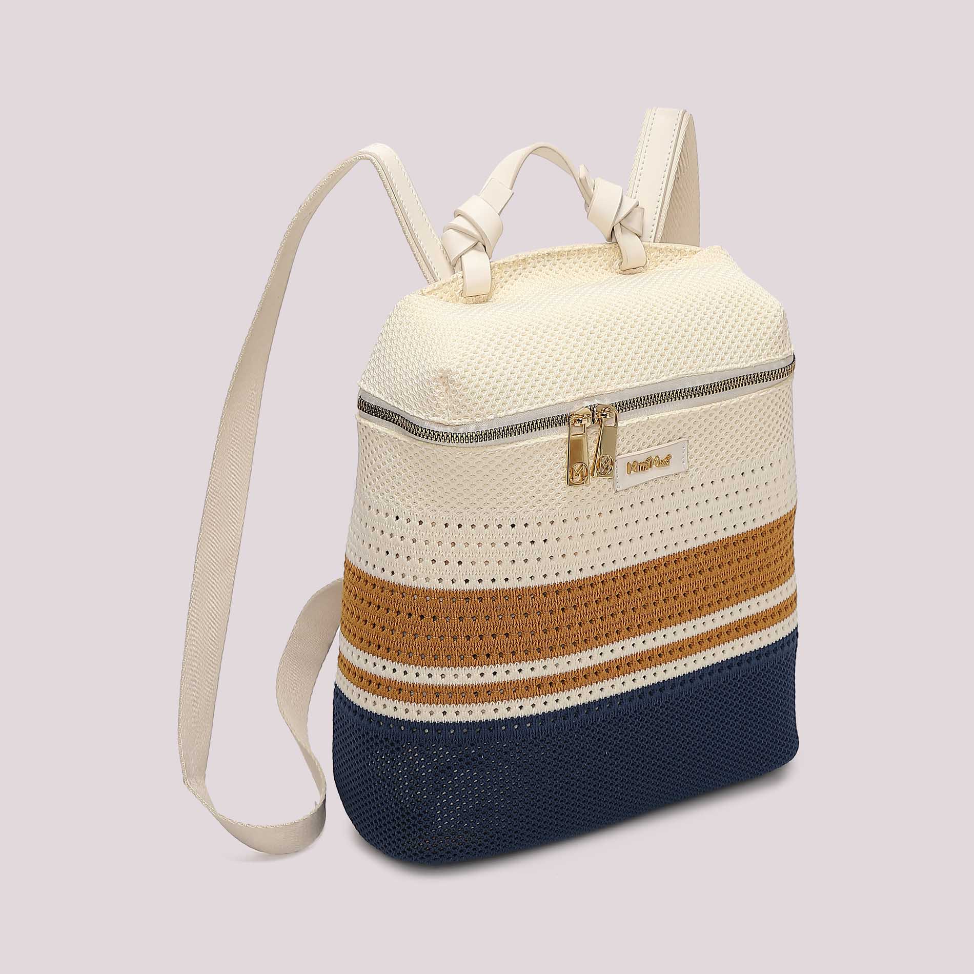 Zaino donna Mimi Mua in tessuto lavorato con design estivo e chiusura zip