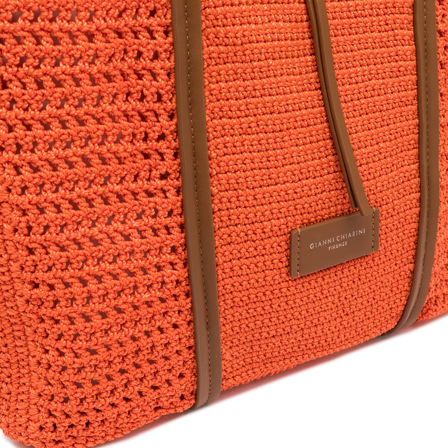 Shopping bag Gianni Chiarini in tessuto uncinetto con design raffinato Arancione TU | Giò Fashion