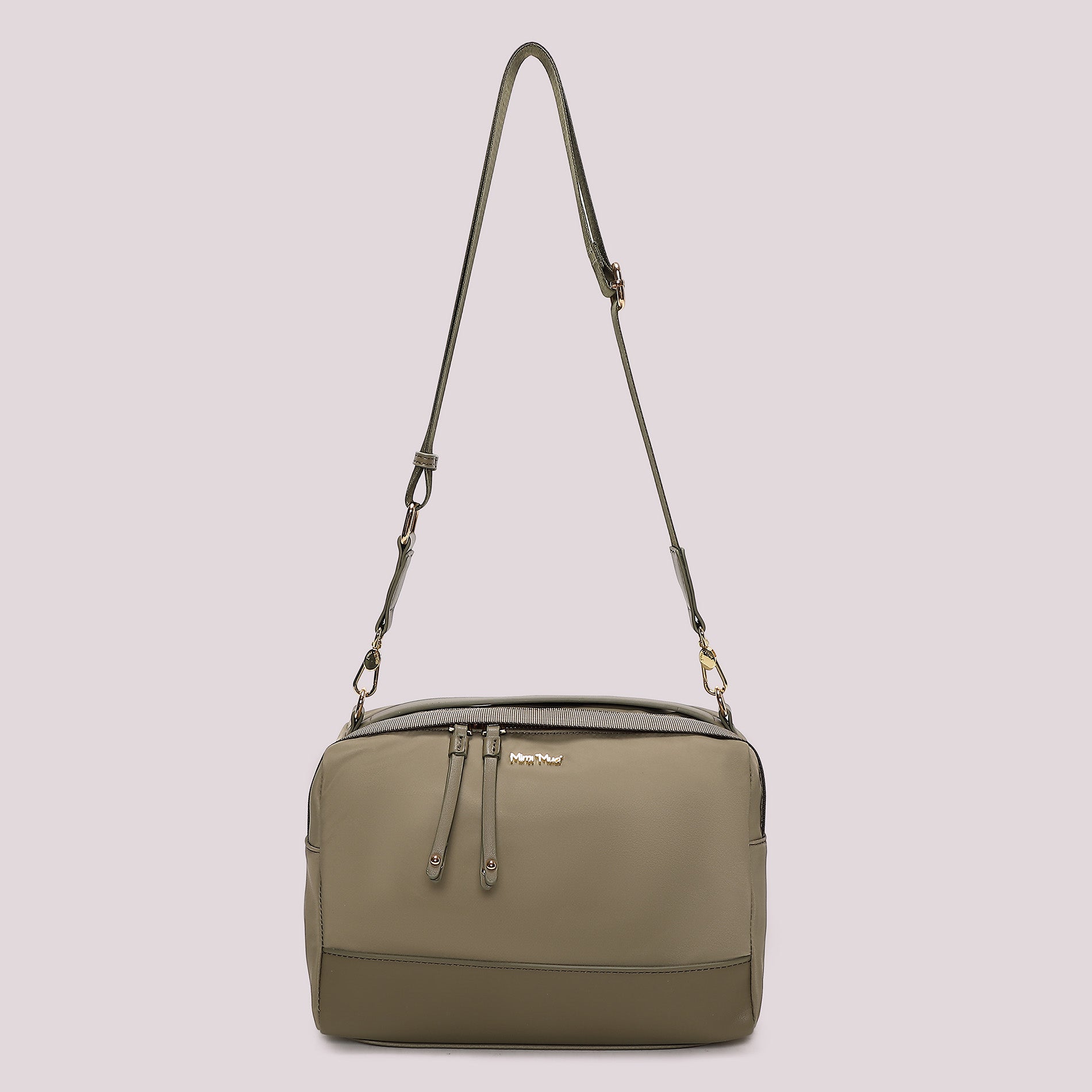 Borsa a tracolla Mimi Mua donna con doppia zip e design minimal elegante VERDE MILITARE TU | Giò Fashion