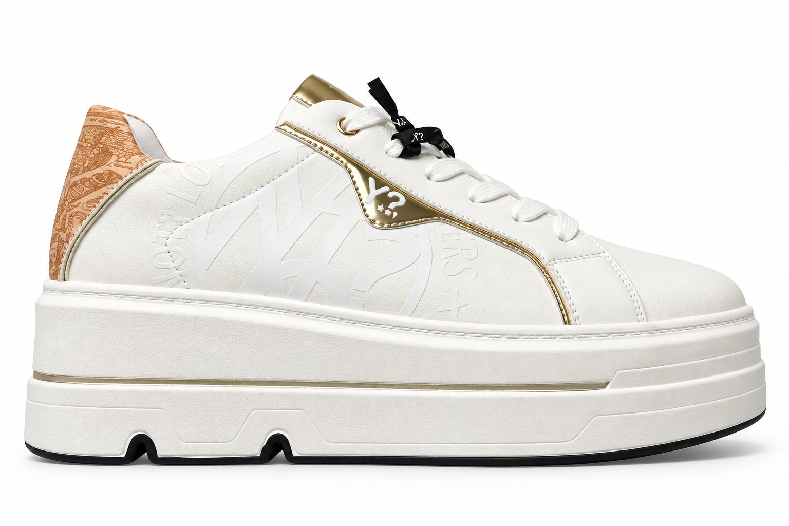 Sneakers Donna Ynot? Platform con Logo e Dettagli Dorati