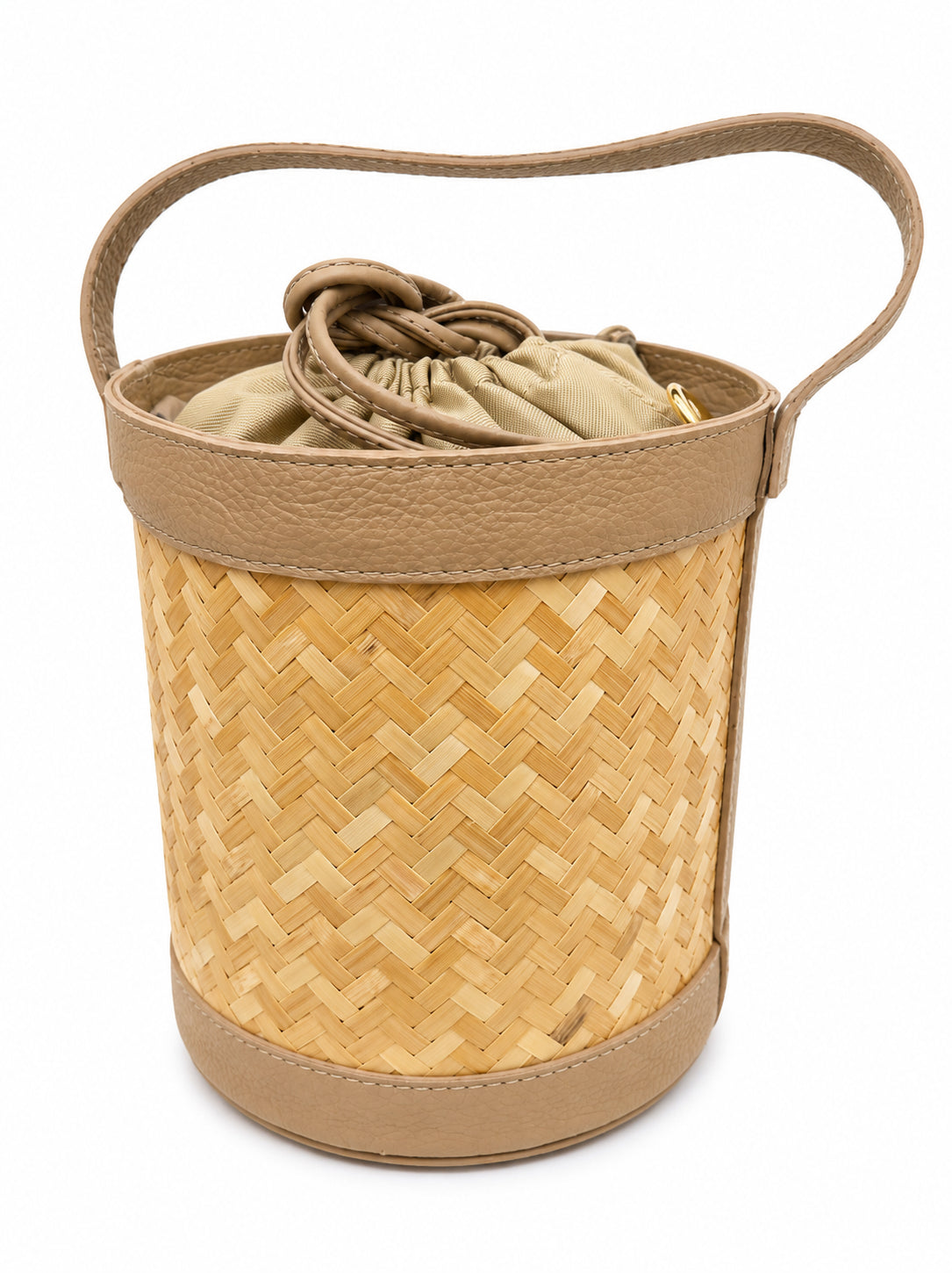 Borsa Secchiello Donna in Vera Pelle Intrecciata con Tracolla