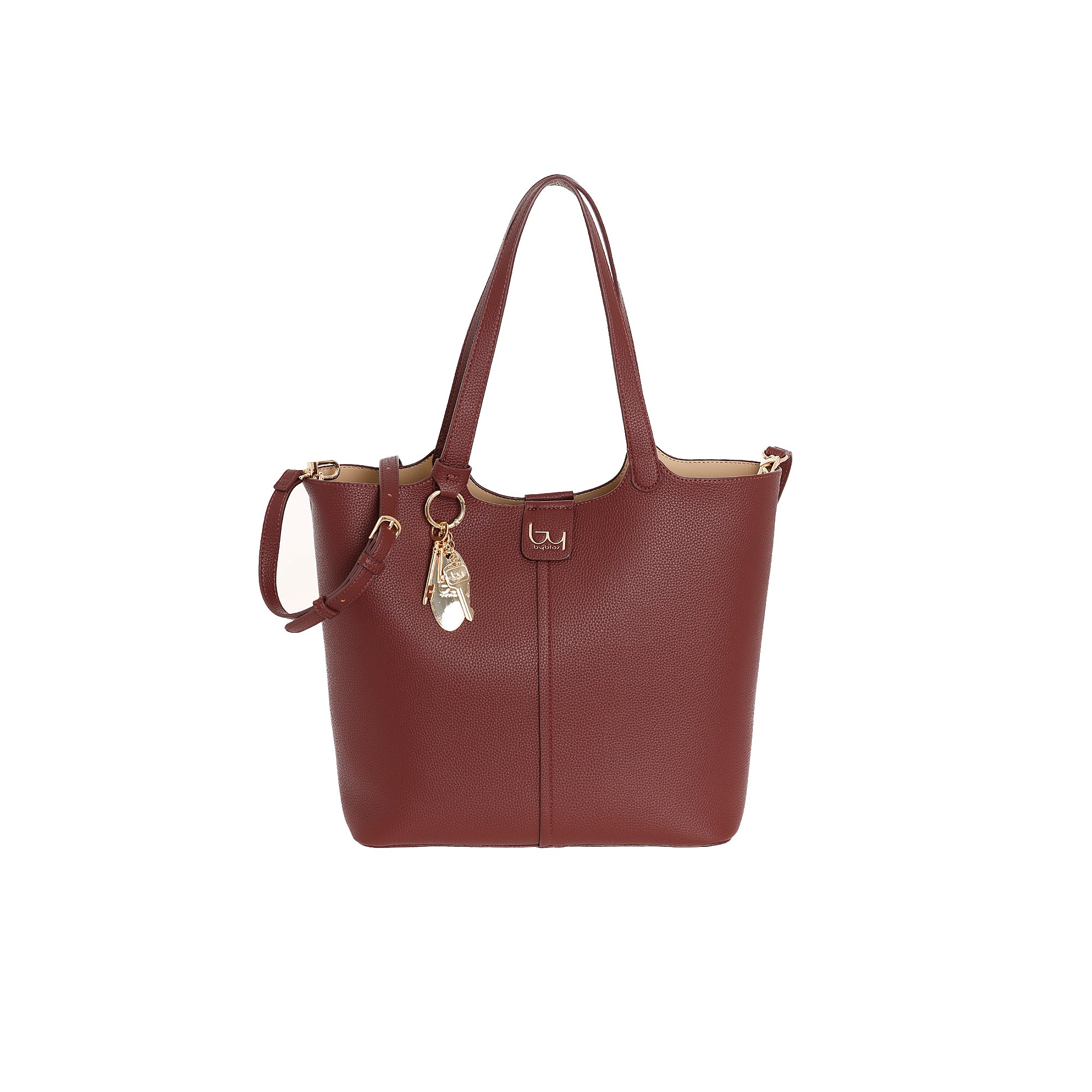 Borsa shopping Byblos donna in ecopelle con charm e tracolla regolabile