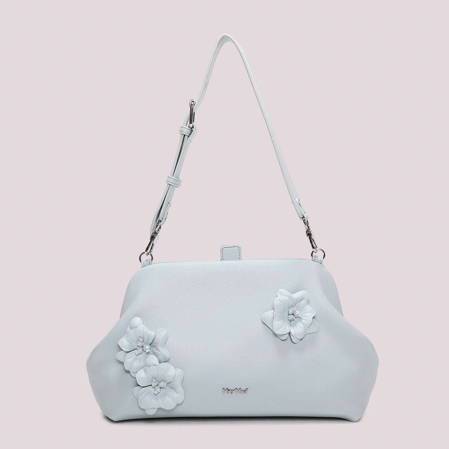 Mimi Mua borsa a spalla con applicazioni floreali e chiusura a scatto AZZURRO TU | Giò Fashion