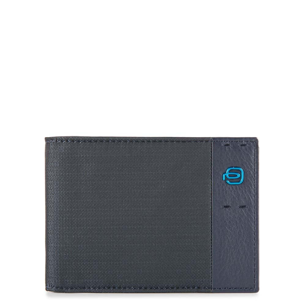 Portafoglio Piquadro in pelle e tessuto con portacarte e portamonete BLU TU | Giò Fashion