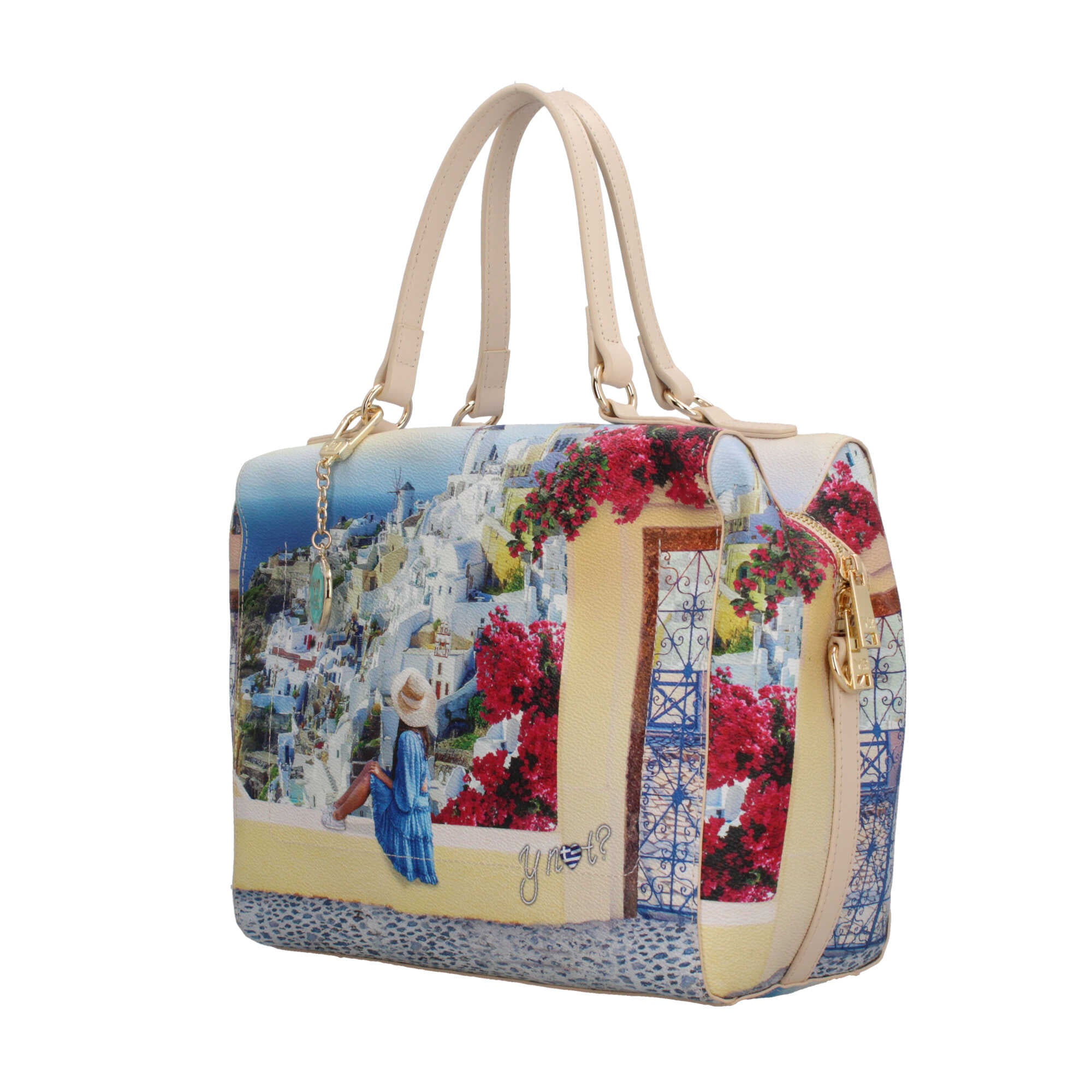 Borsa bauletto YNot con stampa artistica e tracolla regolabile