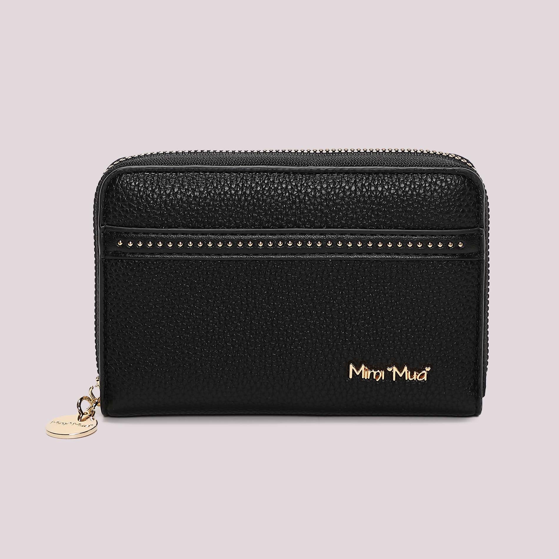 Portafoglio donna Mimi Mua zip around con borchie decorative design elegante Nero TU | Giò Fashion