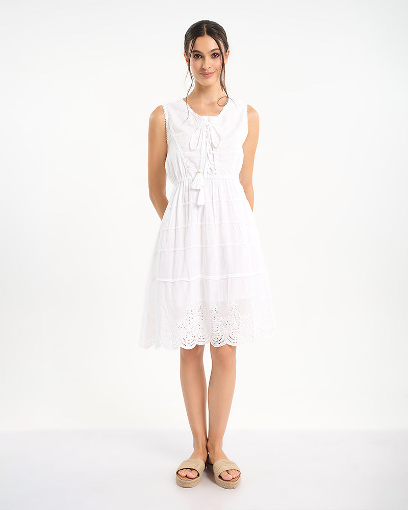 Ble Resort Collection Abito con Fiori all'Orlo
