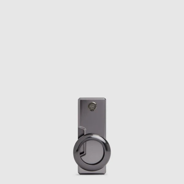 Piquadro Portachiavi Personalizzabile in Pelle e Metallo con Porta AirTag Blue Square Blu Notte