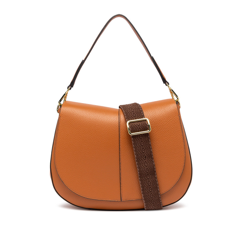Borsa a spalla Gianni Chiarini Helena Round in pelle con doppia portabilità CUOIO TU | Giò Fashion
