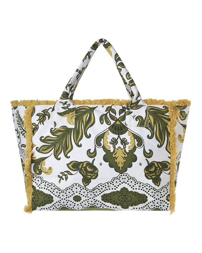 Ble Resort Collection Borsa in Tessuto Verde e Bianco