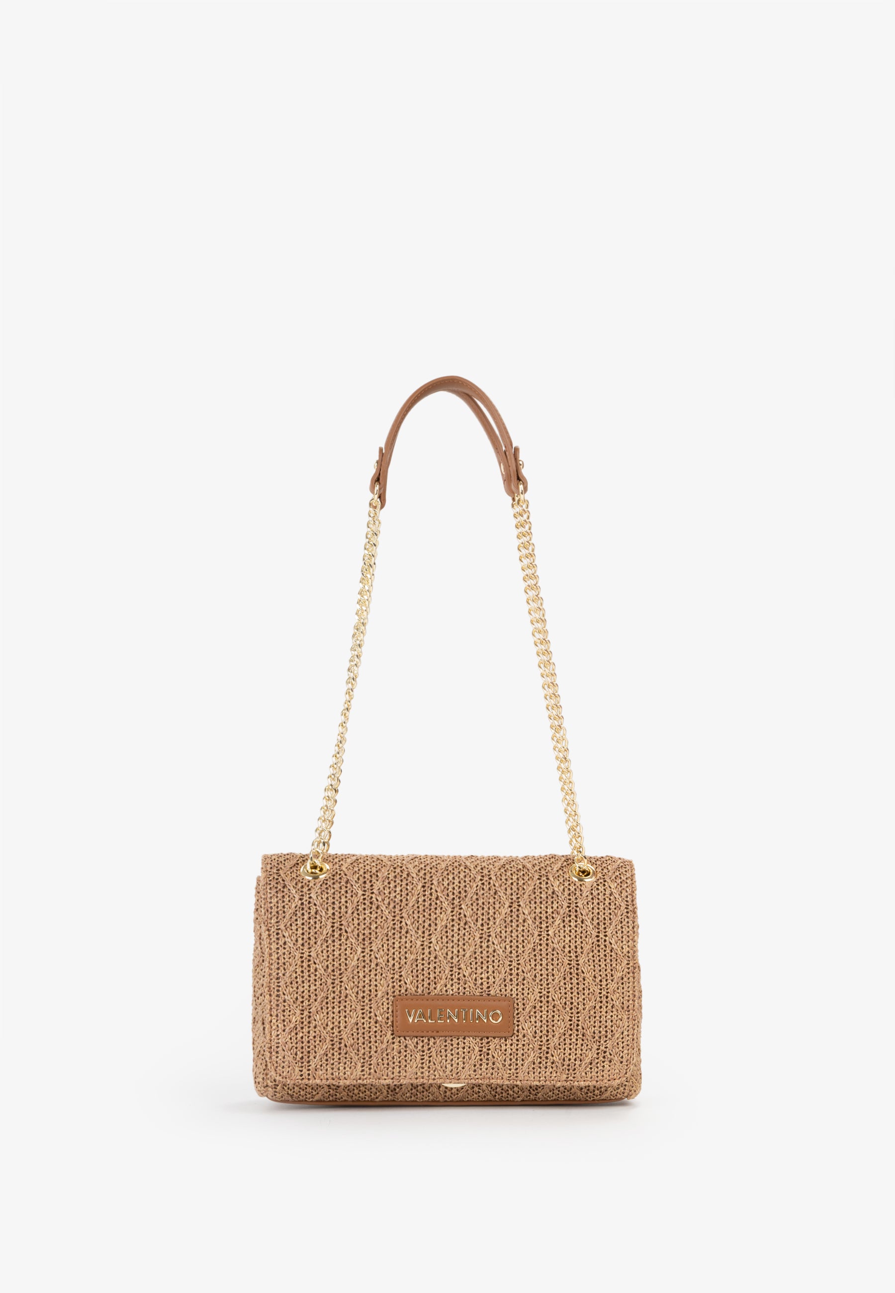 Borsa a spalla donna Mario Valentino con catena dorata e texture lavorata Cuoio TU | Giò Fashion